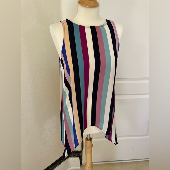 RACHEL Rachel Roy Multicolored Asymmetrical Tank Top - Size M - Boho Chic - Picture 1 of 5